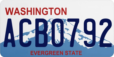 WA license plate ACB0792