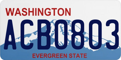 WA license plate ACB0803