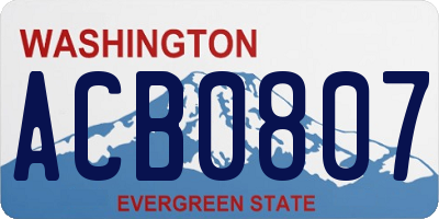WA license plate ACB0807