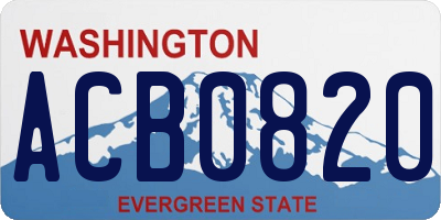 WA license plate ACB0820
