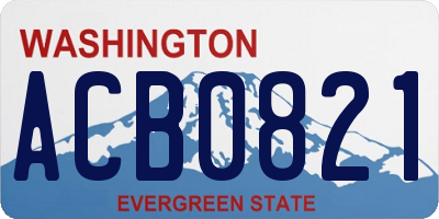 WA license plate ACB0821