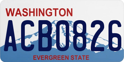 WA license plate ACB0826