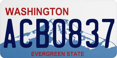 WA license plate ACB0837