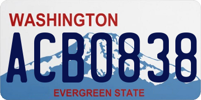 WA license plate ACB0838