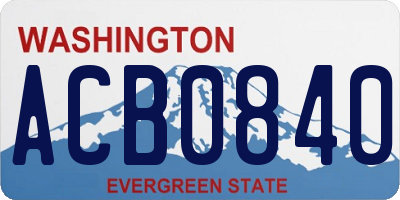 WA license plate ACB0840