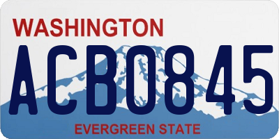 WA license plate ACB0845