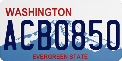 WA license plate ACB0850