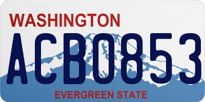 WA license plate ACB0853