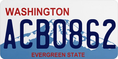 WA license plate ACB0862