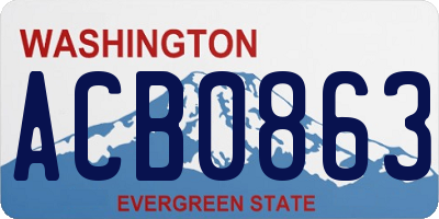 WA license plate ACB0863