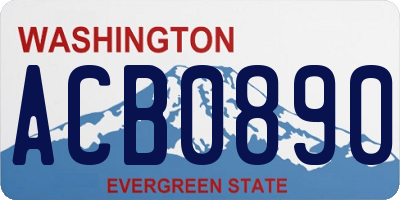 WA license plate ACB0890