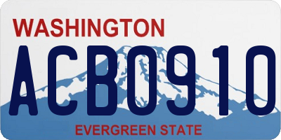 WA license plate ACB0910