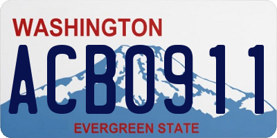 WA license plate ACB0911