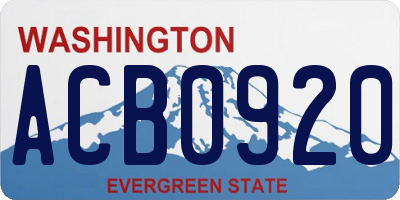 WA license plate ACB0920