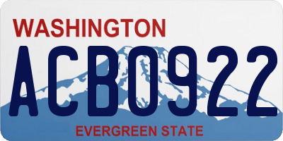 WA license plate ACB0922