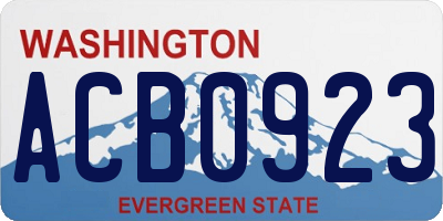 WA license plate ACB0923