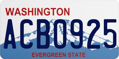 WA license plate ACB0925