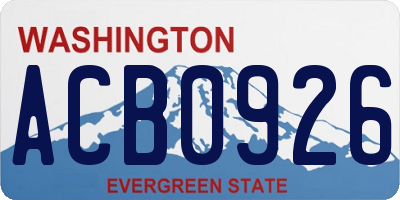 WA license plate ACB0926
