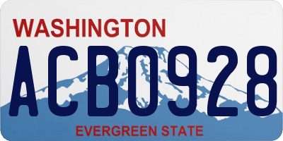 WA license plate ACB0928