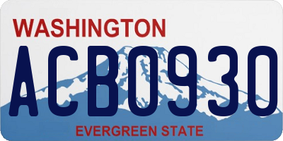 WA license plate ACB0930
