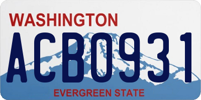 WA license plate ACB0931