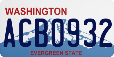 WA license plate ACB0932