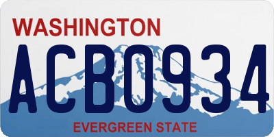 WA license plate ACB0934