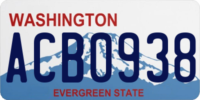WA license plate ACB0938