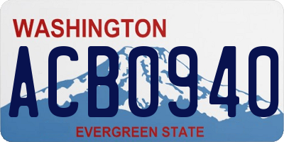 WA license plate ACB0940