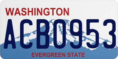 WA license plate ACB0953