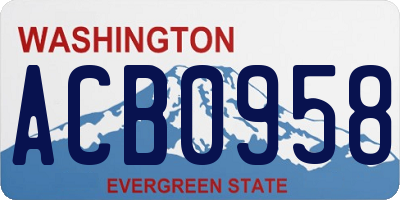 WA license plate ACB0958
