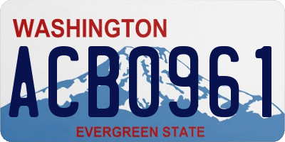 WA license plate ACB0961