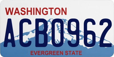 WA license plate ACB0962