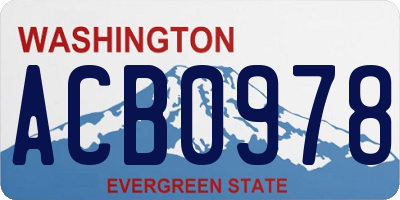 WA license plate ACB0978