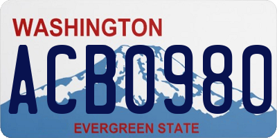 WA license plate ACB0980