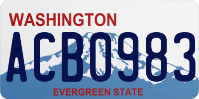 WA license plate ACB0983