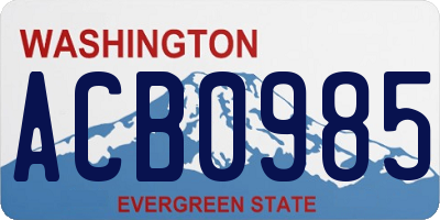 WA license plate ACB0985