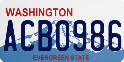 WA license plate ACB0986