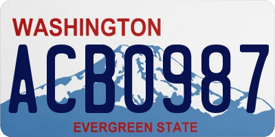 WA license plate ACB0987