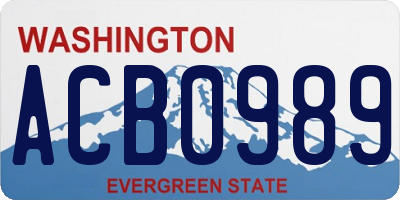 WA license plate ACB0989