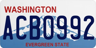 WA license plate ACB0992