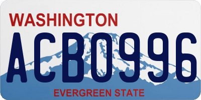 WA license plate ACB0996