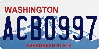 WA license plate ACB0997