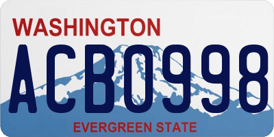 WA license plate ACB0998