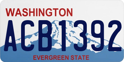 WA license plate ACB1392