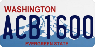 WA license plate ACB1600