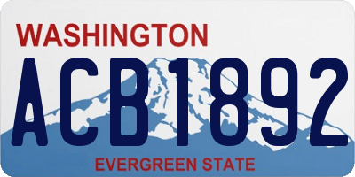WA license plate ACB1892