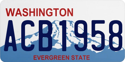 WA license plate ACB1958