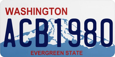 WA license plate ACB1980