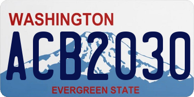 WA license plate ACB2030